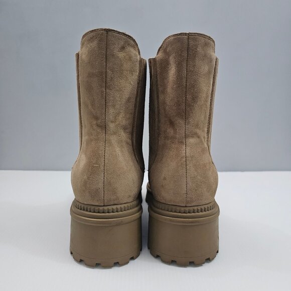 Marc Fisher LTD Hadria Ankle Boot Womens 8 Natural Tan Suede Chelsea Cap Toe - Picture 7 of 14